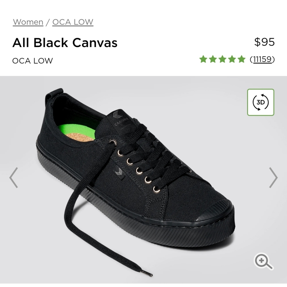 Black/black Cariuma sneakers, size 10 Womens